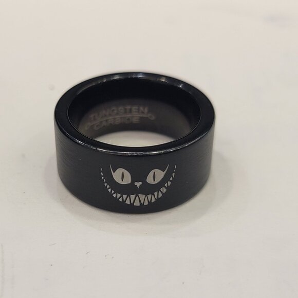 Alice Wonderland Cheshire Cat Black Tungsten Ring Size 5 - Picture 6 of 6